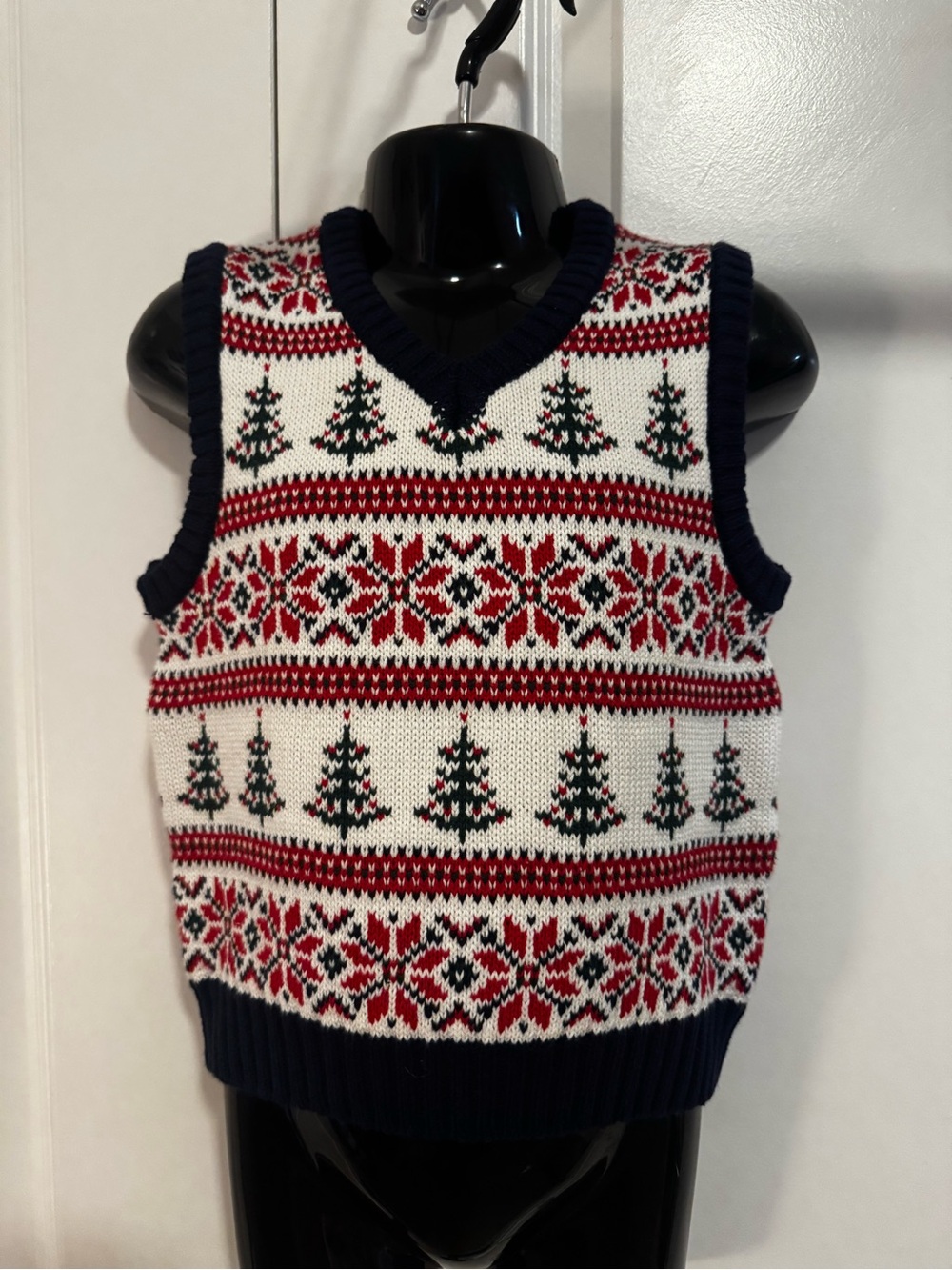 Janie and Jack Classic Holiday Knit Sweater Vest - Red, White & Navy